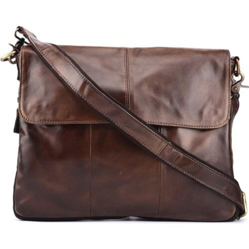 Luufan Mens Vintage Crossbody Bag Genuine Leather British Style Shoulder Sling Bag Large Capacity Messenger Briefcase For Male