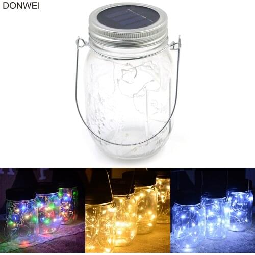 DONWEI 10 LED Solar Light String Glass Bottle Light Jar Lamp for Party Wedding Christmas New Year Garden Decor Lighting Strings