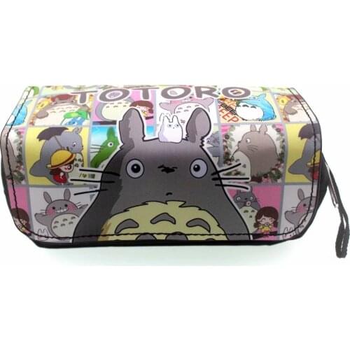 Japanese Cute Cartoon Totoro Pencil Bag Lovely Cat Style Stationery Pen Pencil Organizer Purse Girls Lady Woman PU Cosmetic Case
