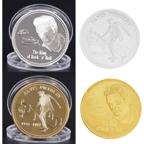 Elvis Presley Commemorative Coin 1935-1977 The King of N Rock Roll Gold Commemorative Coin Gift Dropship