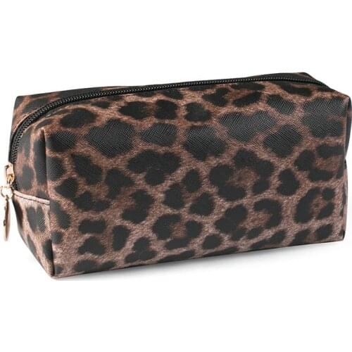 Trong Leopard Cosmetic bag Womens Water-resistant Cute Make Up Bag Wild Animal Printing Cheetah Organizer Toiletry bag