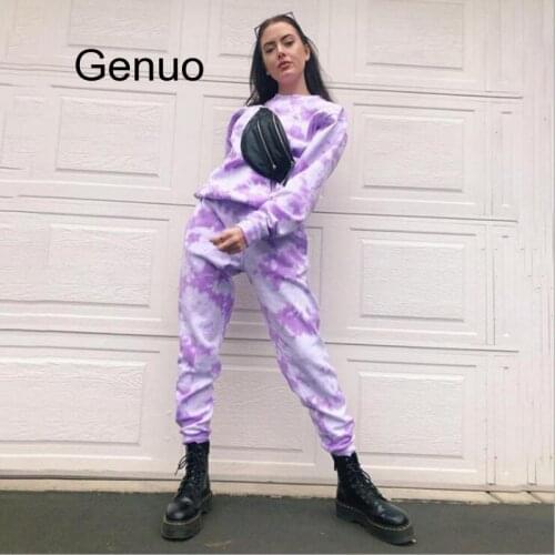 Women Jogger Pant Elastic High Waist Sweatpants Tie Dye Printing Rainbow Color Casual Pants Baggy Trousers Streetwear 2020 New