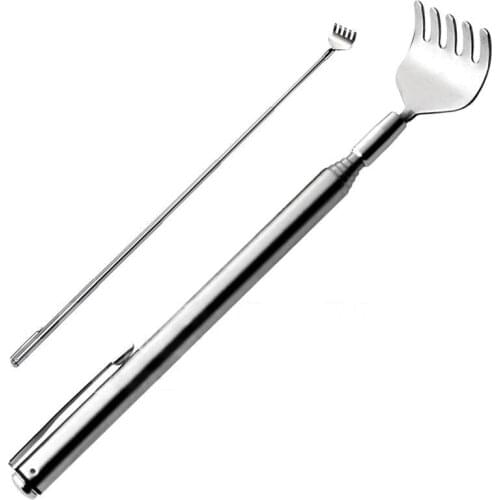 1pcs Back Scratcher Practical Stainless Handy Pen Scratching Clip Pocket Telescopic Massage Stainless Steel