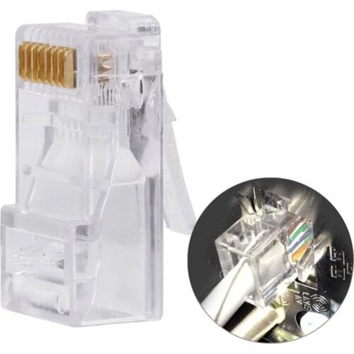 10 Pcs RJ45 8P8C Network LAN CAT5E Cat5 Cat5e Internet Connector Modular Plug Jack Clear