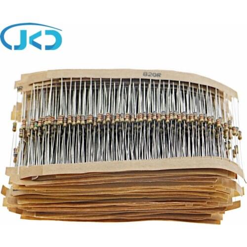 1500Pcs 1/4W 0.25W 5% Carbon Film Resistor 75 Values Assorted Kit 1 ohm~10M ohm resistance