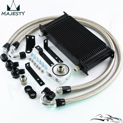 19 Row Bolt On Oil Cooler W/ Silver Oil lines Adapter Kit fits for honda S2000 00-09