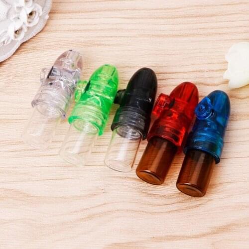 2*Small Acrylic Plastic Snuff Dispenser Bullet Rocket Snorter Glass Vial 53mm new