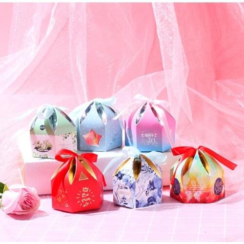 5pcs 3.9*3.9*8CM Favor candy Box bag Wedding Favor Gift Boxes pie Party Box bags Candy Box Cartons Wedding Gift