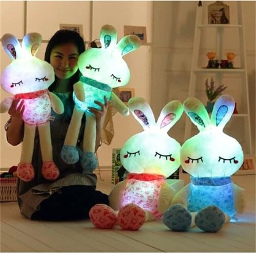 75CM Led Luminous Glowing Toy Light Up Plush Rabbit Doll Christmas New Year Birthday Gift For Kid Girlfriend Child