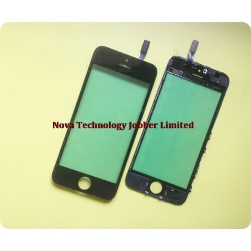 Wyieno Black/White Touch Panel For iPhone 5 5G 5S Touch Screen Digitizer Front Glass Lens Sensor With Middle Frame bezel Cover