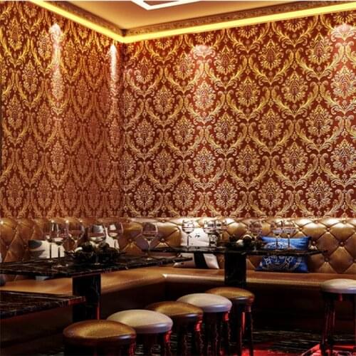 European 3D luxury wallpaper high-end Damascus gold KTV engineering background wall glitter red wallpapers decoration фотообои