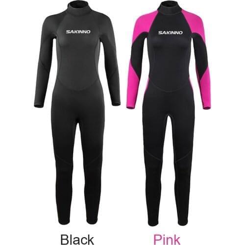 SAKINNO 2mm Neoprene Diving Wetsuit Women One Piece Scuba Snorkeling Long Sleeve Warm Swimming Surfing Spearfishing Wet Suits