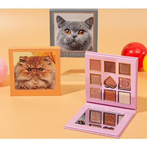 Nine-Color Cat Smooth Eyeshadow Pearly Matte Glitter Sequins Earth Color Eyeshadow