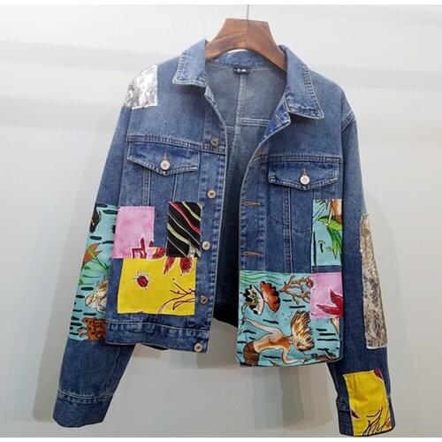 Denim Short Jeans Jacket Women Plus Size Blue Casual Basic Spring Autumn Crop Jeans Jacket Women Flower Coats Windbreaker Girl