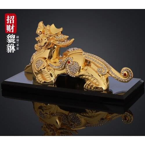 TOP COOL HOME OFFICE SHOP CAR TOP Talisman Protection Money Drawing GOOD LUCK gold PI XIU Mythical dragon FENG SHUI statue