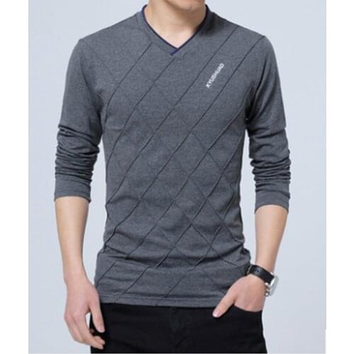 BROWON Fashion Men T-shirt Slim Fit Custom T-shirt Crease Design Long Stylish Luxury V Neck Fitness T-shirt Tee Shirt Homme