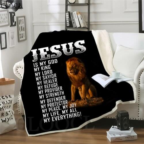 Fashion Blanket Jesus and The Lion Printed Adult Kid Quilt for Bedding Cover Sofa Travel Office Character Throw Blanket