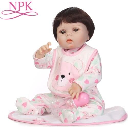 NPK 55CM Soft Silicone Lifelike newborn Babies girl with lovely clothes Bebes Reborn Menina Reborn Baby Doll Girl Toys
