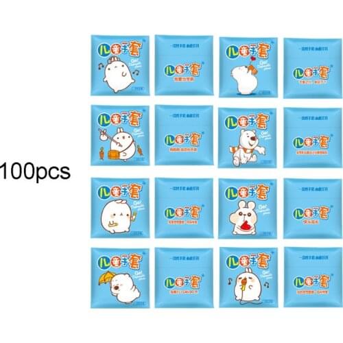 100pcs PE Plastic Clear Disposable Gloves Oil-proof Thickened Restaurant Food Hygiene Kids Glove