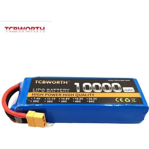 RC LiPo Battery 4S 14.8V 10000mAh 25C For RC Airplane Helicopter Drone Car Boat 4s Batteries Free Shipping
