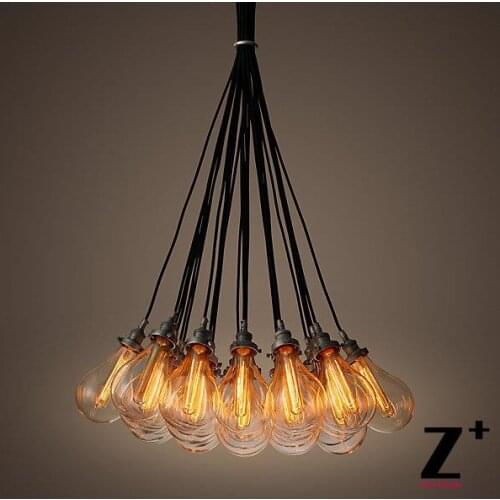 Replica item industrial 27 lights TEARDROP GLASS FILAMENT 27-CORD CHANDELIER iron glass cord free shipping