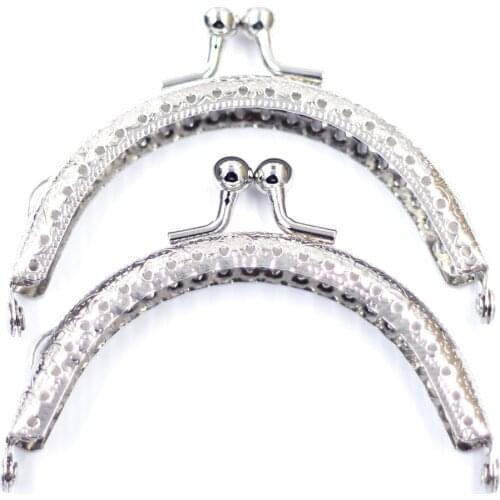 Silver Tone Embossing Arch Metal Frame 8.5cm Kiss Clasp Clutch Lock Coins Purse Wallet Handbag Handle Luggage&Bag Accessories