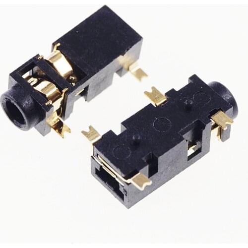 1000pcs TRS Phone Jack Diameter 2.5mm 4 pin audio socket 3 pole earphone plug SMD right angle Stereo Audio Jack Surface Mount