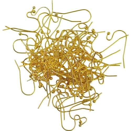 200pcs Brass Metal Fish Hook Earrings Earwires With Dot Ball