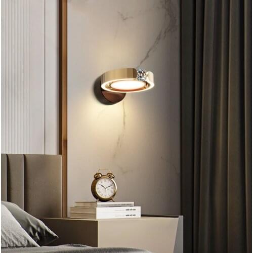 Modern wall lamp living room bedroom bedside mirror front lamp creative TV background crystal led corridor wall lamp