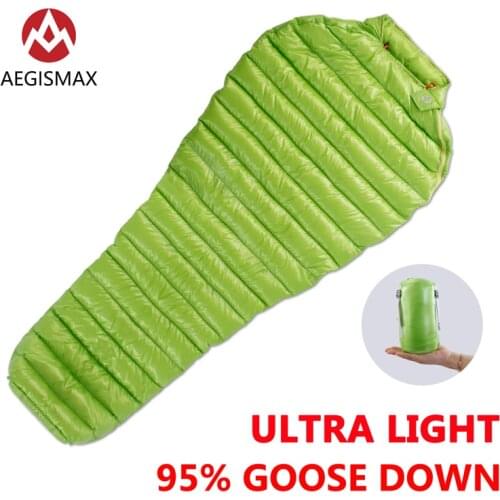 AEGISMAX Ultralight Sleeping Bag MINI-MINI Long 95% Goose Down Mummy Outdoor Camping Lengthened Adult Nylon Spring Lazy bag