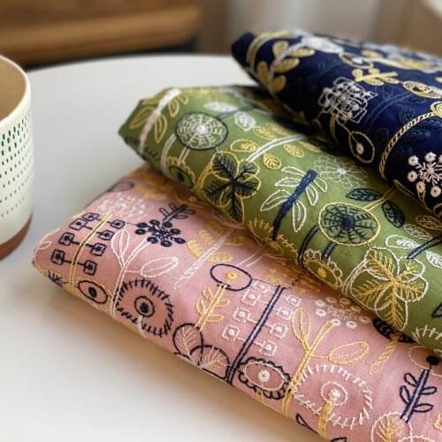 50cm*125cm/Piece,Heavy Industry Floral Embroidery, Cotton/Linen Cloth, Dress, Pants, Home Curtain Fabric, DIY Handmade Materials