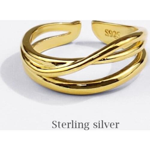 Sole Memory Irregular Geometry 925 Sterling Silver Female Resizable Opening Rings SRI815