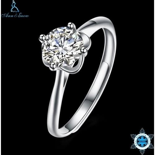 Ann&Snow Brand Oval 0.8ct Cubic Zircon stone Engagements Rings For Women Real 925 Sterling Silver Vintage Jewelry