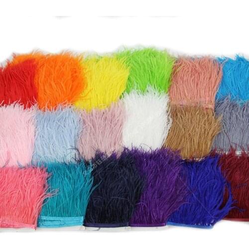 1M/Lot 8-10cm Color Real Ostrich feather Trims Ribbon 8-10cm White Ostrich for Dress Clothing Decoration Sewing feathers Crafts