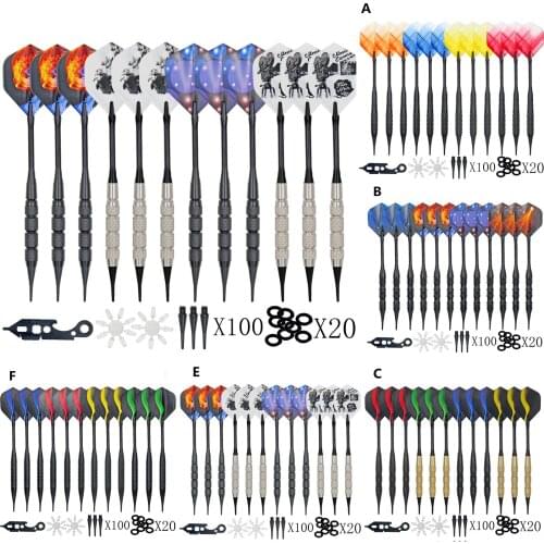 12Pcs Attractive Practical Funny Interesting Soft Darts Shaft Tip Flights with Bag Gaskets Blade Protector Replacement