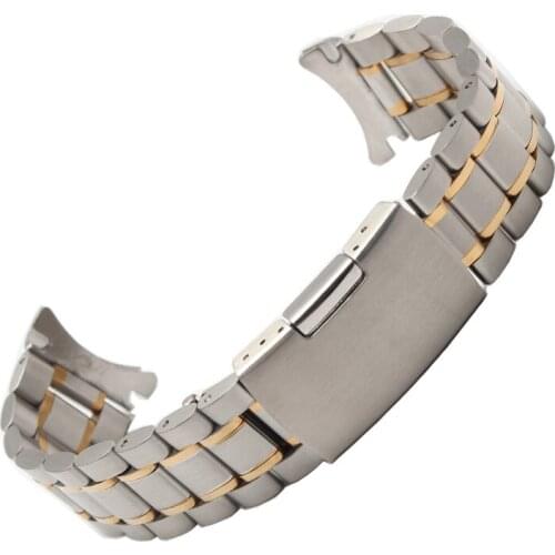 18mm 20mm 22mm 24mm silver and gold new men metal band watch stainless steel bracelets curved end
