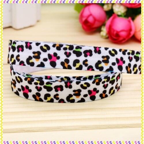 5/8'' Free shipping Fold Elastic FOE leopard printed headband headwear hairband diy decoration wholesale OEM P4664