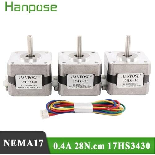 Free shipping NEMA17 17HS3430 for 12VDC 0.4A 34mm length 42 Series Stepper Motor For 3D Printer Monitor Equipment 3pcs