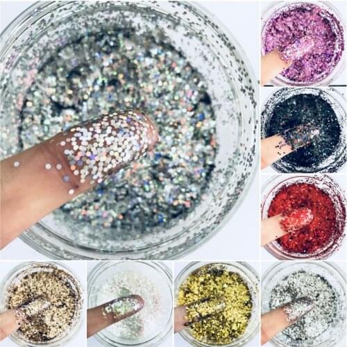 1mm Nail Art Glitter Dust Powder Hexagon Shape PET Ultrathin Sequin Fine Holographic Laser Sparkly Silver Nail Art Decoration