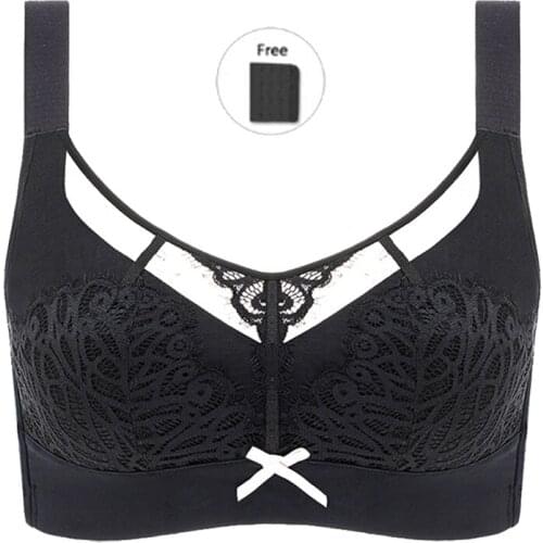 Women Push Up Bra Full Coverage Non Padded Underwear Lace Embroidery Wireless Minimizer Bra 34 36 38 40 42 44 46 B C D E F G H J