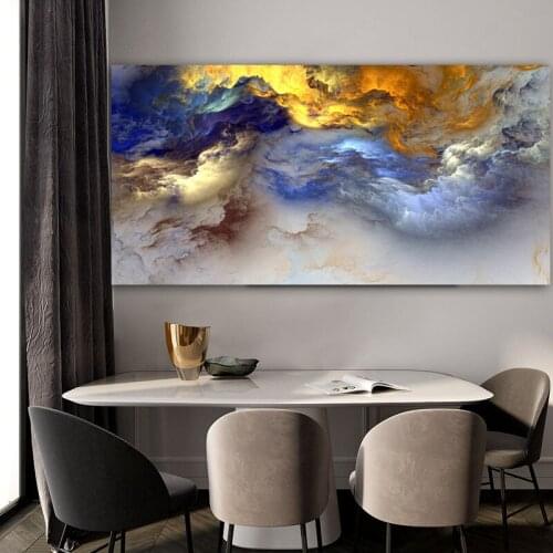 CHENFART Large Size Blue Cloud Oil Painting Wall Art Canvas Print Abstract Colorful Wall Pictures Living Room Poster Home Decor