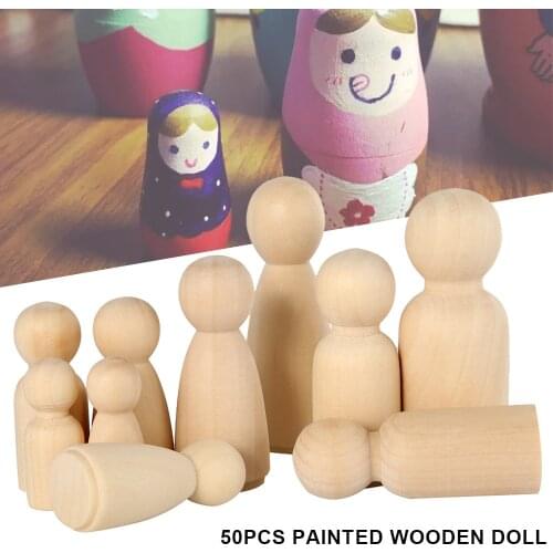Wooden Peg Dolls 50PCS 65mm,55mm,43mm,35mm Girl Boy Wood Dolls Kids Room Decor DIY Unfinished Wooden Peg Dolls