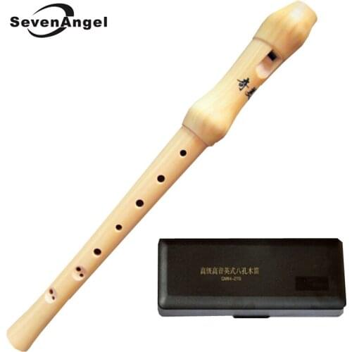 Wooden High-pitched Recorder German-style & Baroque Soprano 8 hole Clarinet C Key Chinese Vertical Flute Musical Instruments