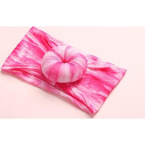 20pc/lot 2020 New Tie Dye Prints Round Knot Nylon Baby Headbands,Tie Dye Rainbow Color Girls Donuts Turban Bun Headband Headwear