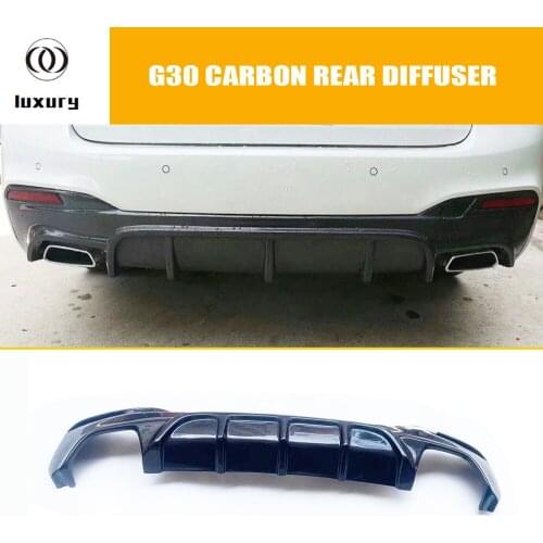 M5 Style Carbon Fiber Rear Bumper Diffuser Lip Spoiler for BMW G30 New 5 Series 530 540 with M Package 2017 2018 2019