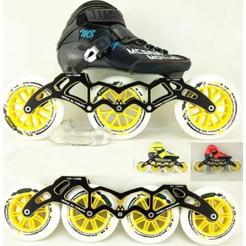 3X125mm Marathon Racing / 4X110mm Indoor Track Speed Skating Shoes Carbon Fiber Professional Inline Speed Roller Skates 27 to 44