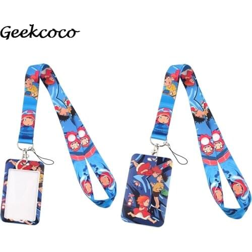 J2126 Cartoon Kawaii Lanyard Keychain keys Badge ID Mobile Phone Rope Kids Gifts Lanyard With Card Holder Cover