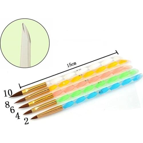 5Pcs/set Nail Brush Acrylic Liquid Brush UV Gel Builder Painting Drawing Pen Brushes Cuticle Pusher Tool For Nail Gel