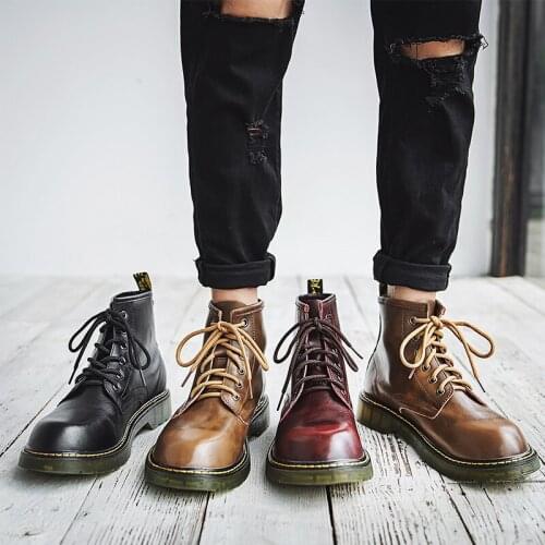 Classic Brand Casual Shoes for Men Split Leather Working Safety Man Boots Black Men Hunting Boots Non-Slip Mens