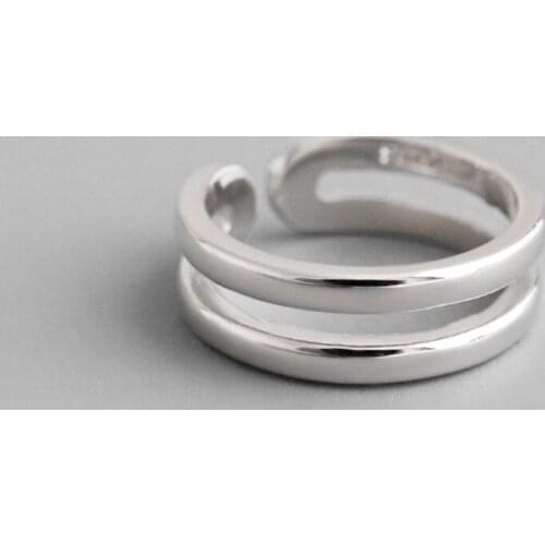 925 Silver Color ring ladies jewelry personalized styling jewelry Girlfriend gift Double-layer open Silver Color ring